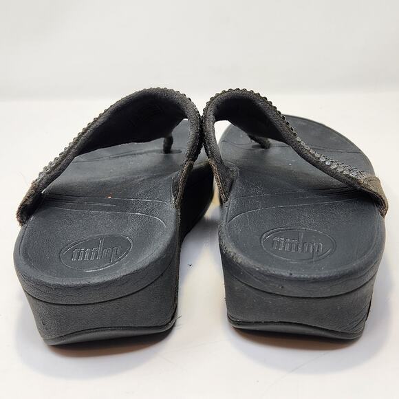 FitFlop Womens Rokkit Gray Suede Rhinestone Thong Sandals Size 6 Wedge Comfort - Picture 6 of 7